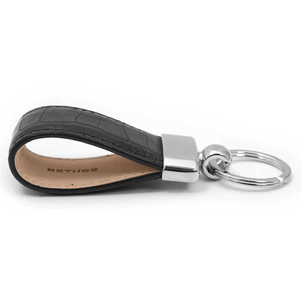 Key Ring, alligator leather, black