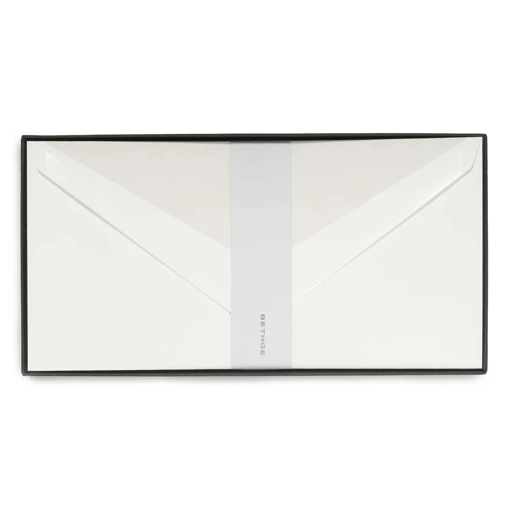 25 long DIN envelopes, Opal Ecru, grey silk lining
