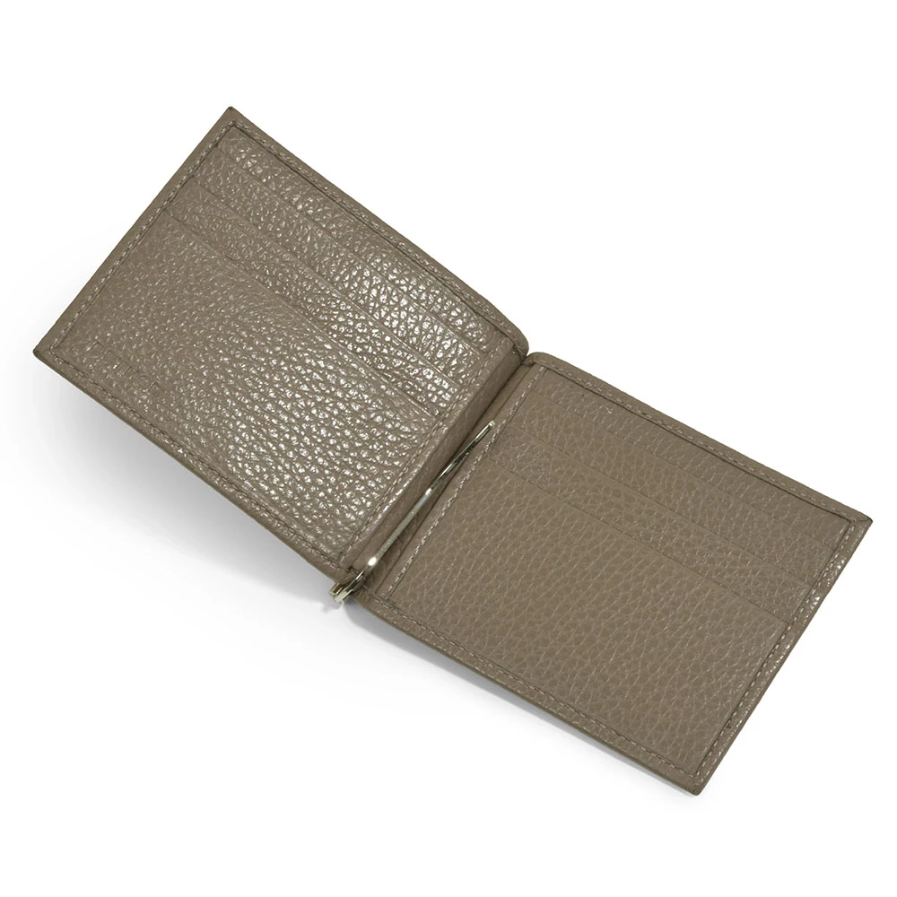 Card Wallet with Money Clip Adri, 6 cc, leather, taupe