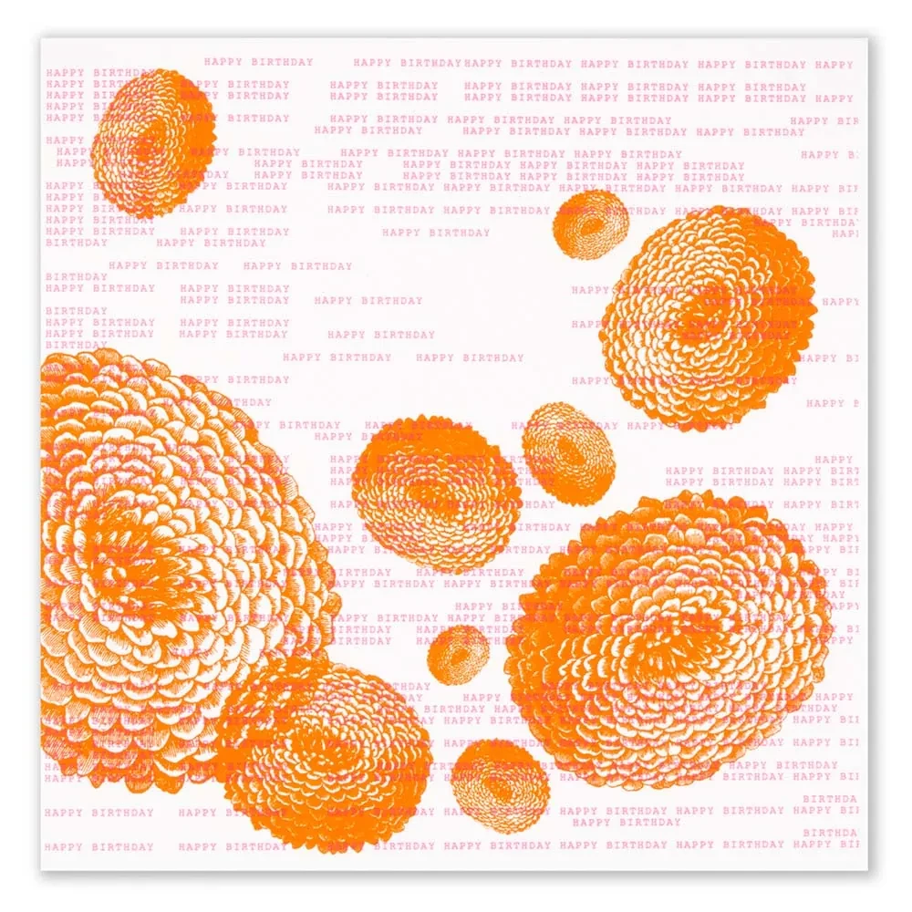 Greeting card Happy Birthday dahlia orange