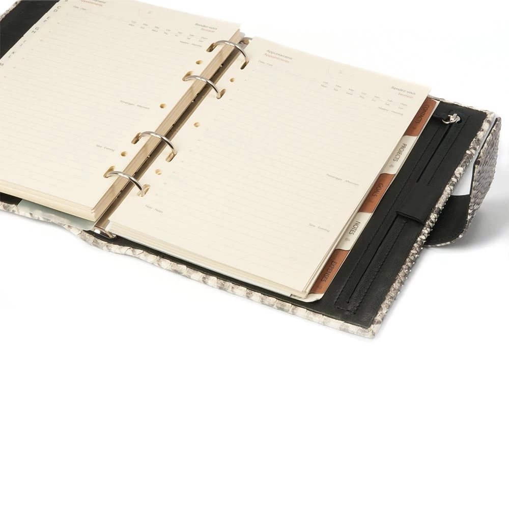 Daily Planner, python leather, black/white