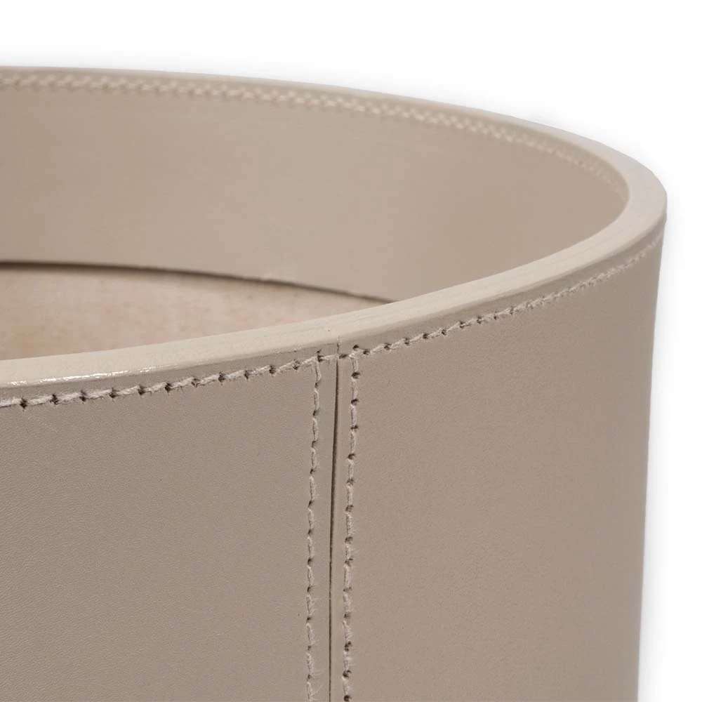 Round wastepaper bin, leather, H 30 cm, D 24 cm, taupe
