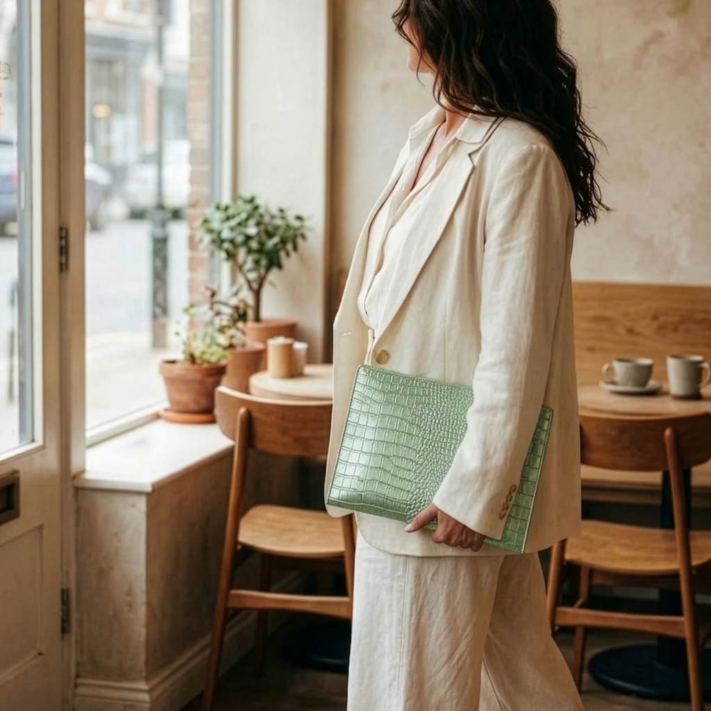 Leather Laptop Sleeve – Wild Mint