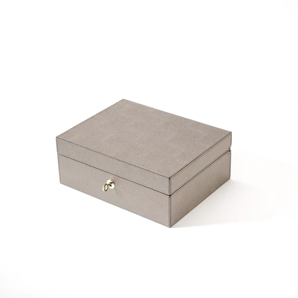 Jewellery Box, walnut/leather, titanium