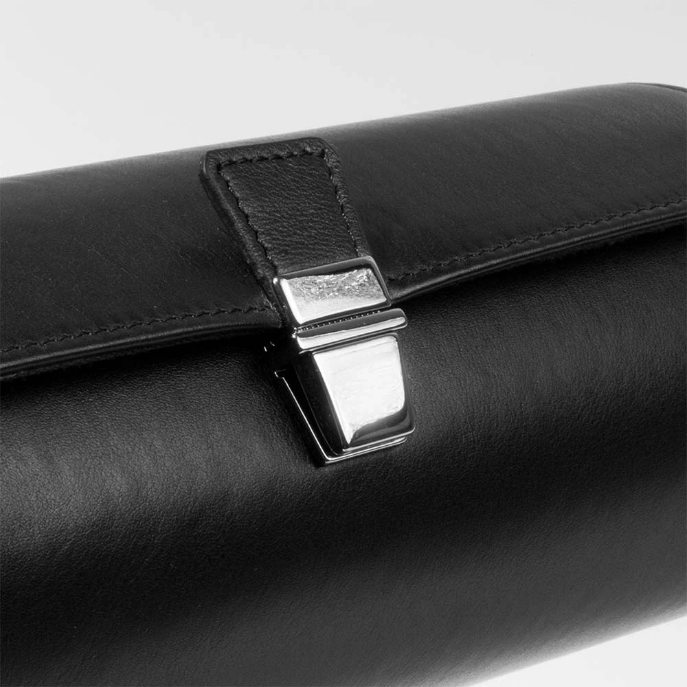 Watch Roll Case for 3 Watches, nappa leather, black