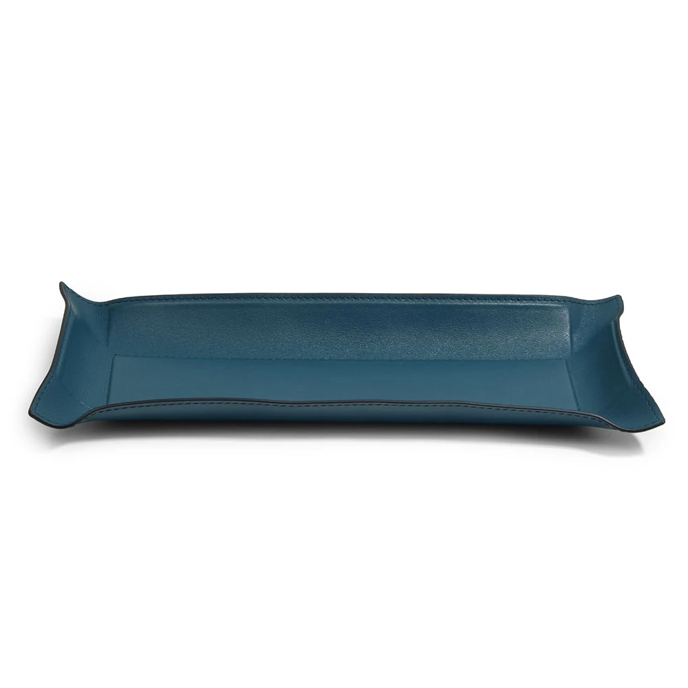 Valet tray rectangular, nappa leather, 32 x 13 cm, petrol