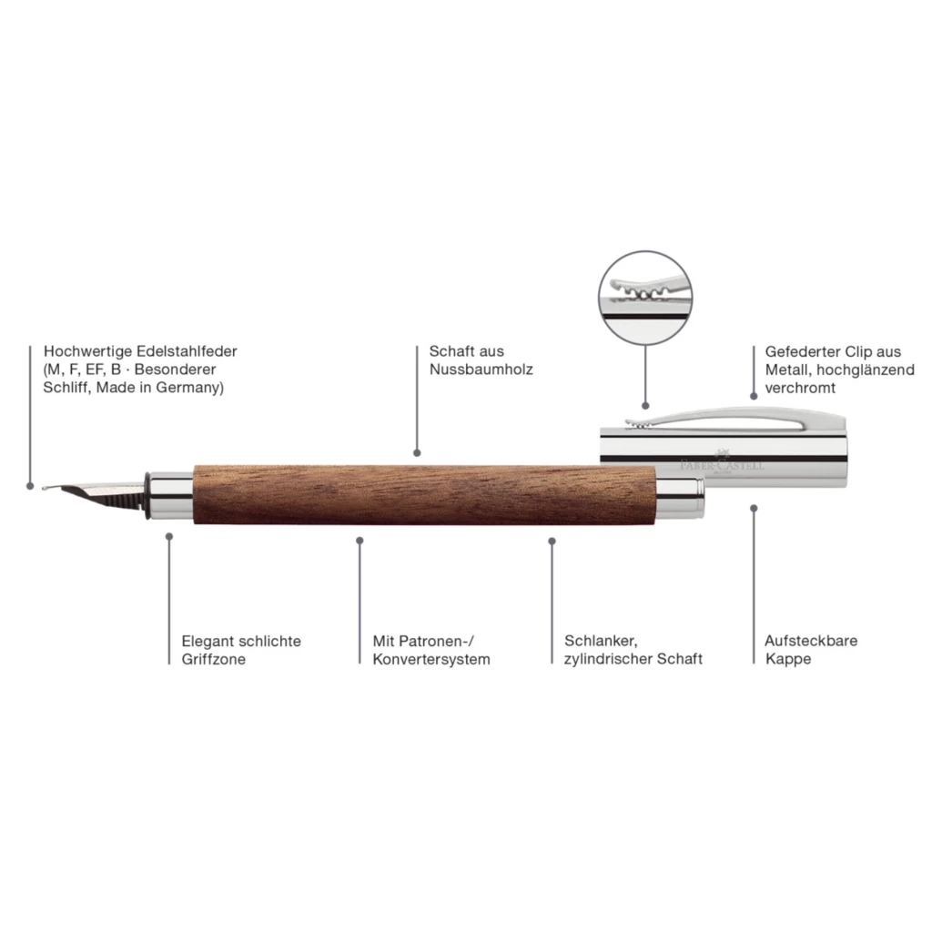 Faber-Castell Ambition Walnut Fountain Pen, M nib