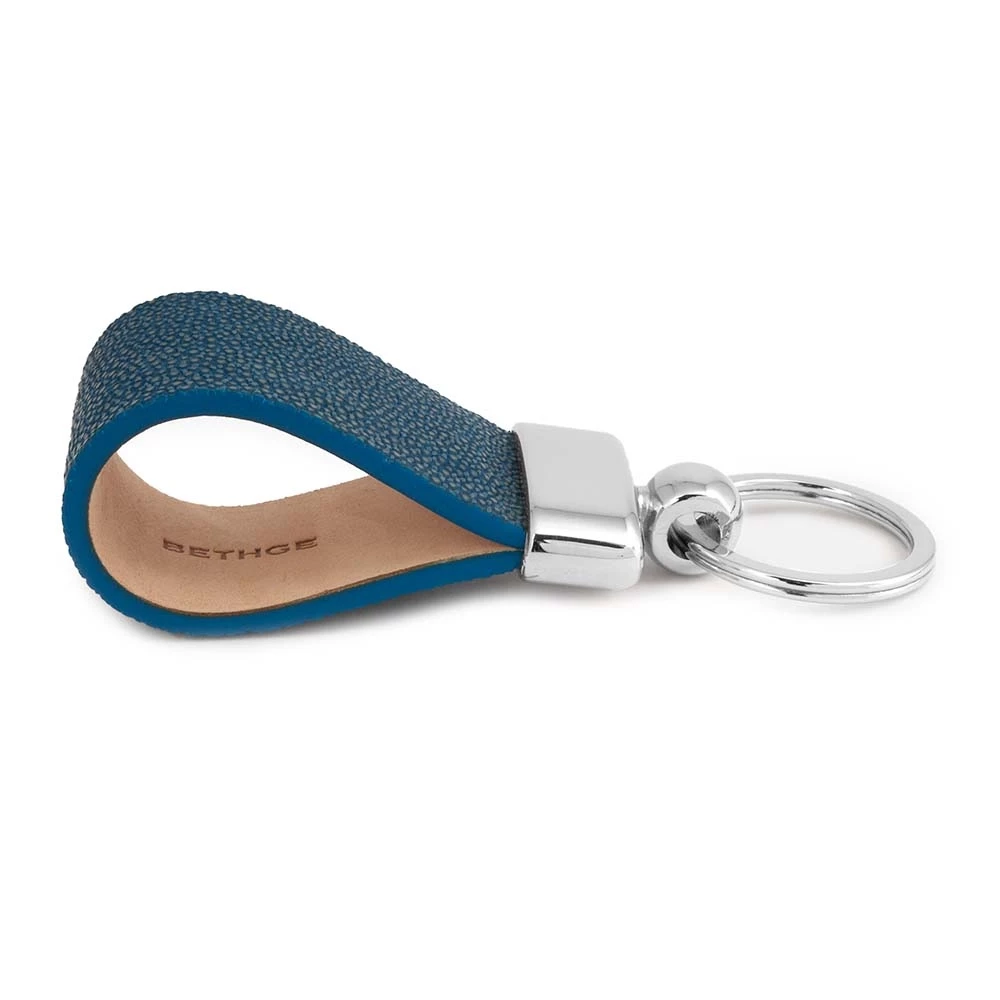 Key Ring, stingray leather, blue