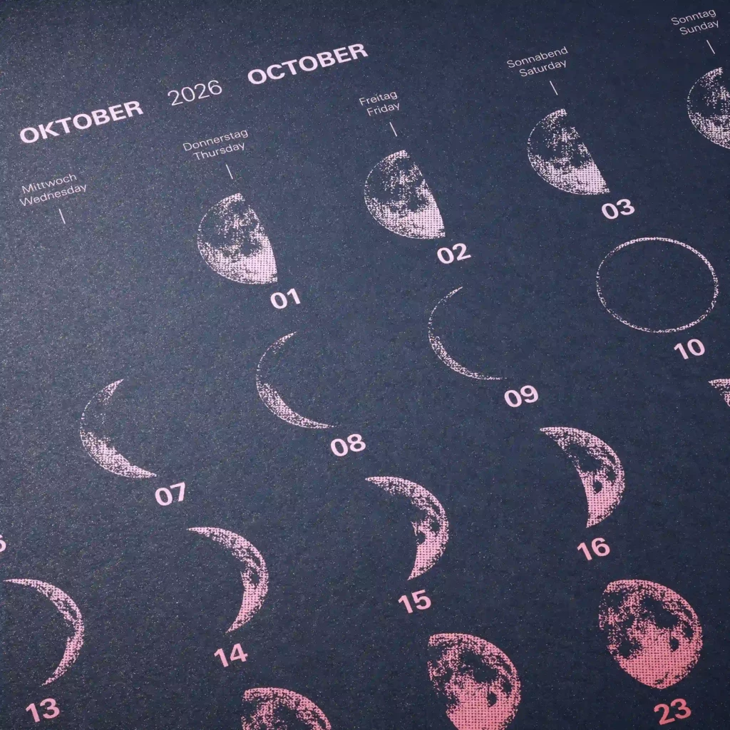 Wall calendar 2026 – Moon Phases, screen print
