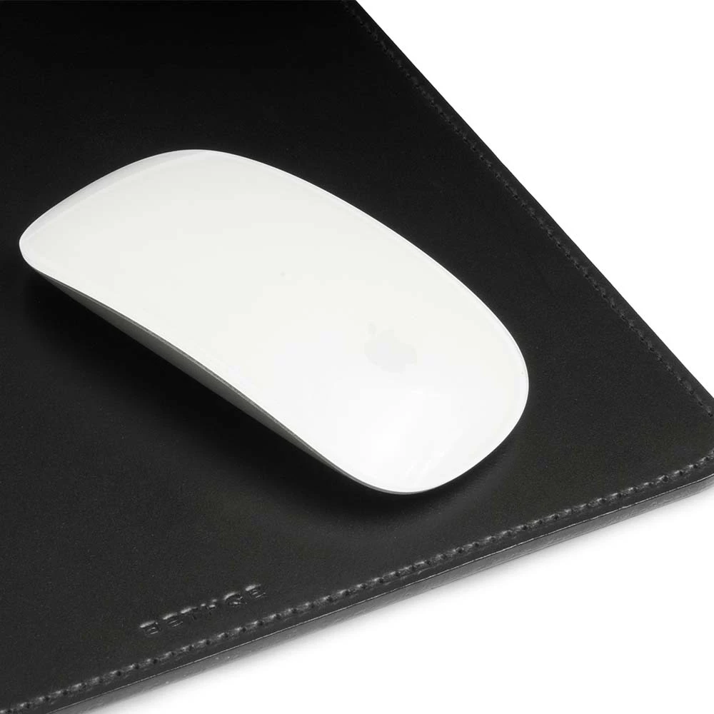 Mouse Mat, leather, 24.5 x 21  cm, black