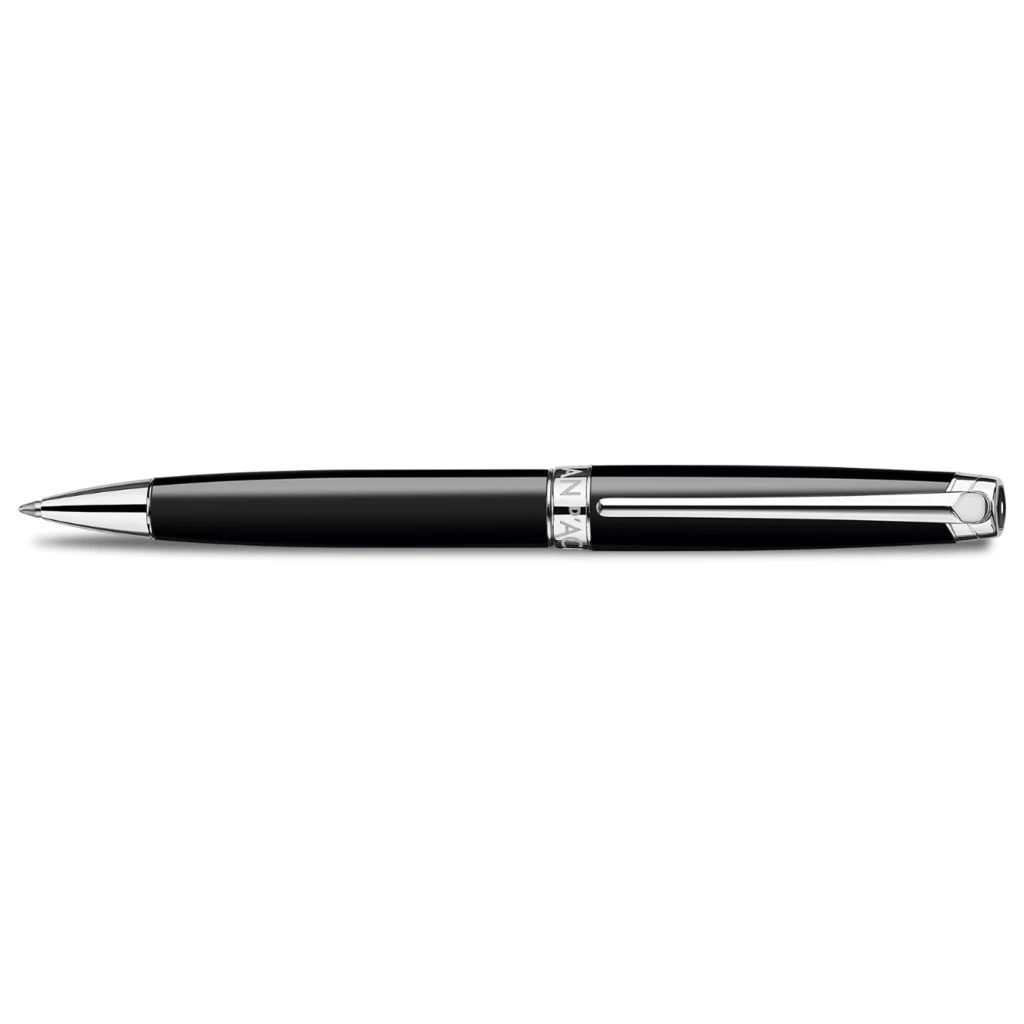 Caran d'Ache Léman Ebony Black Ballpoint Pen, rhodium-plated