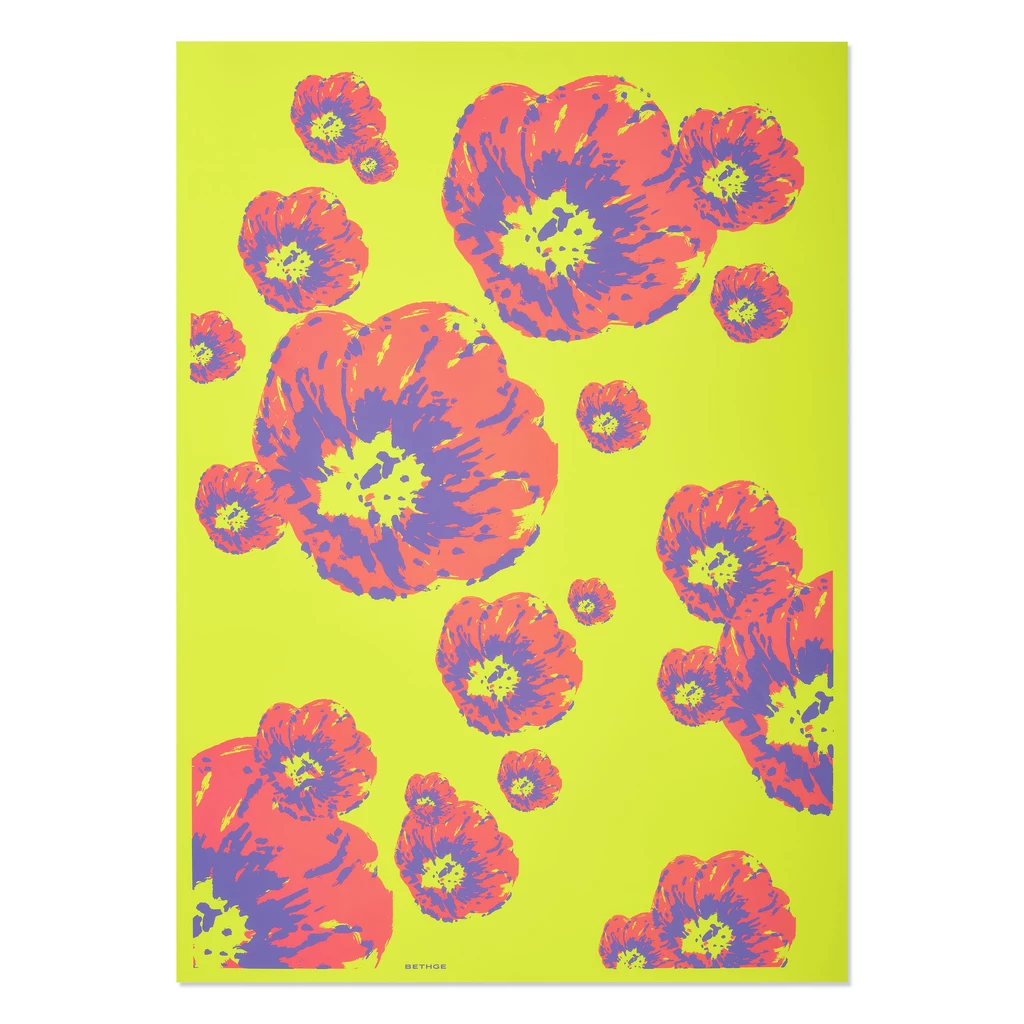 Wrapping paper Poppy pink/violet/yellow 50 x 70 cm, 3 sheets