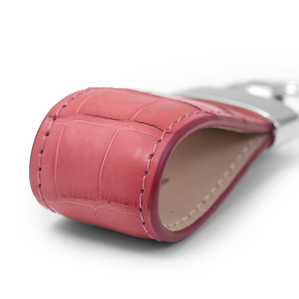 Key Ring, alligator leather, coral