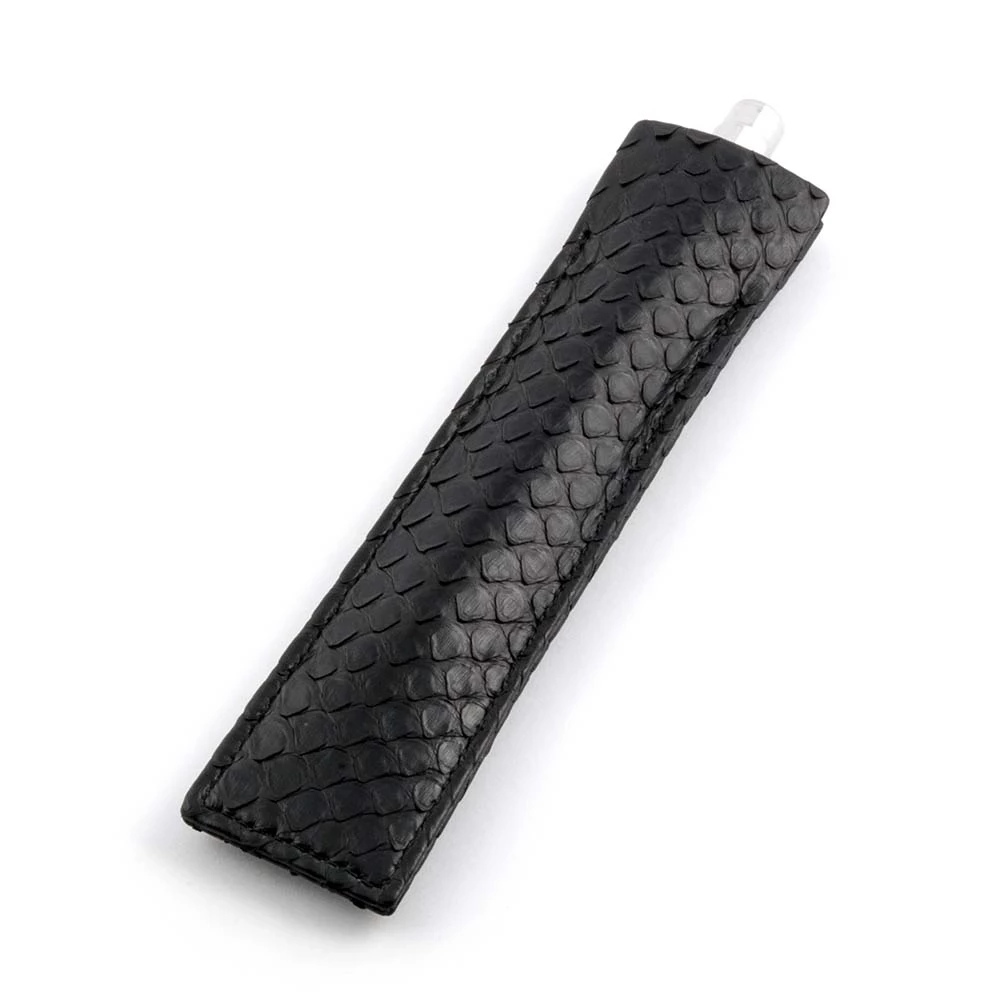 Pen Case for 1 Pen, python leather, black/white