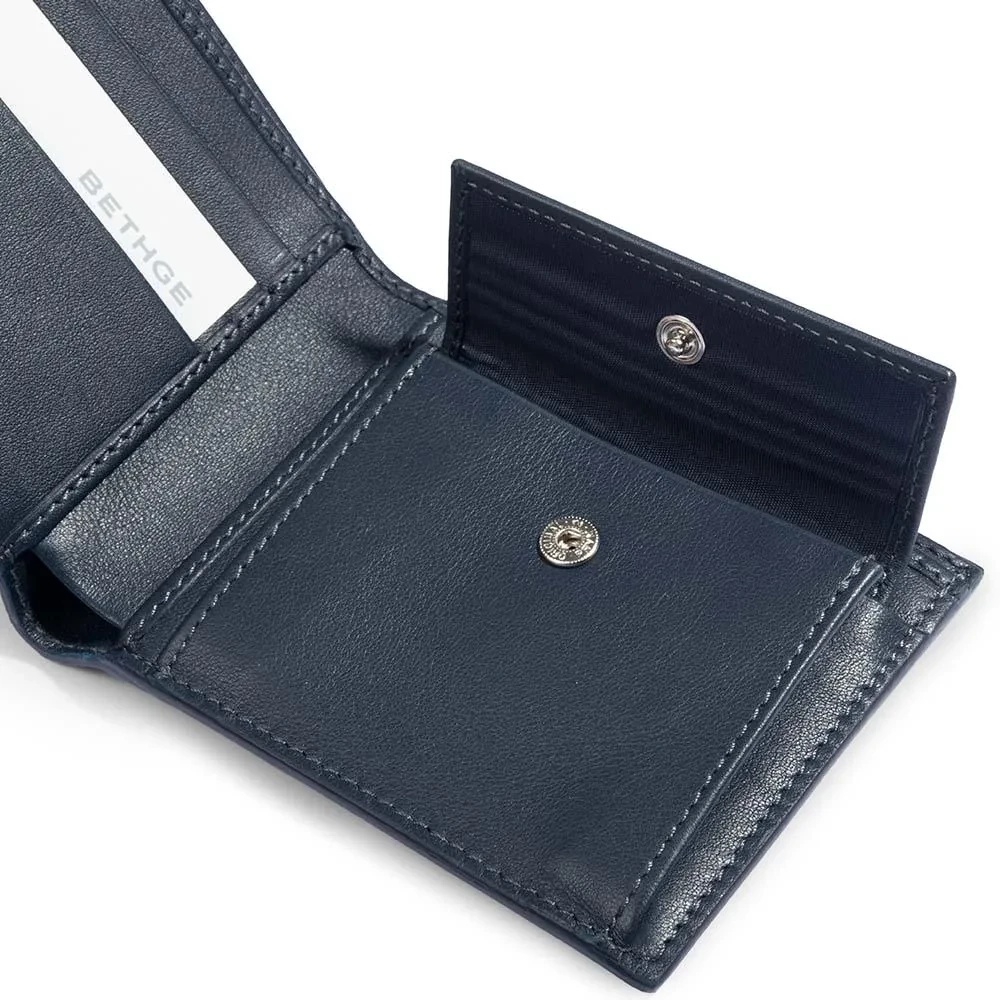 Wallet with Coin Pocket, stingray leather, dark blue