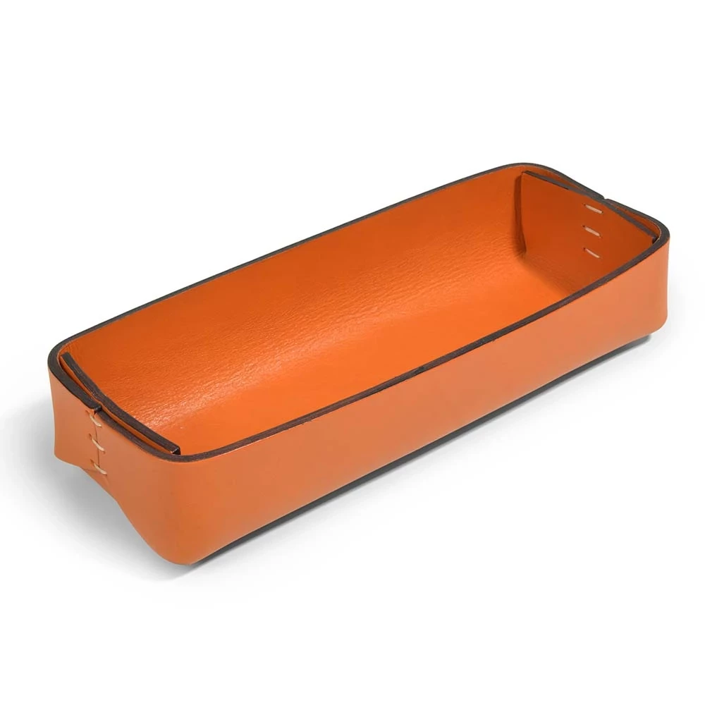 Pen Tray Stitch, leather, narrow, orange