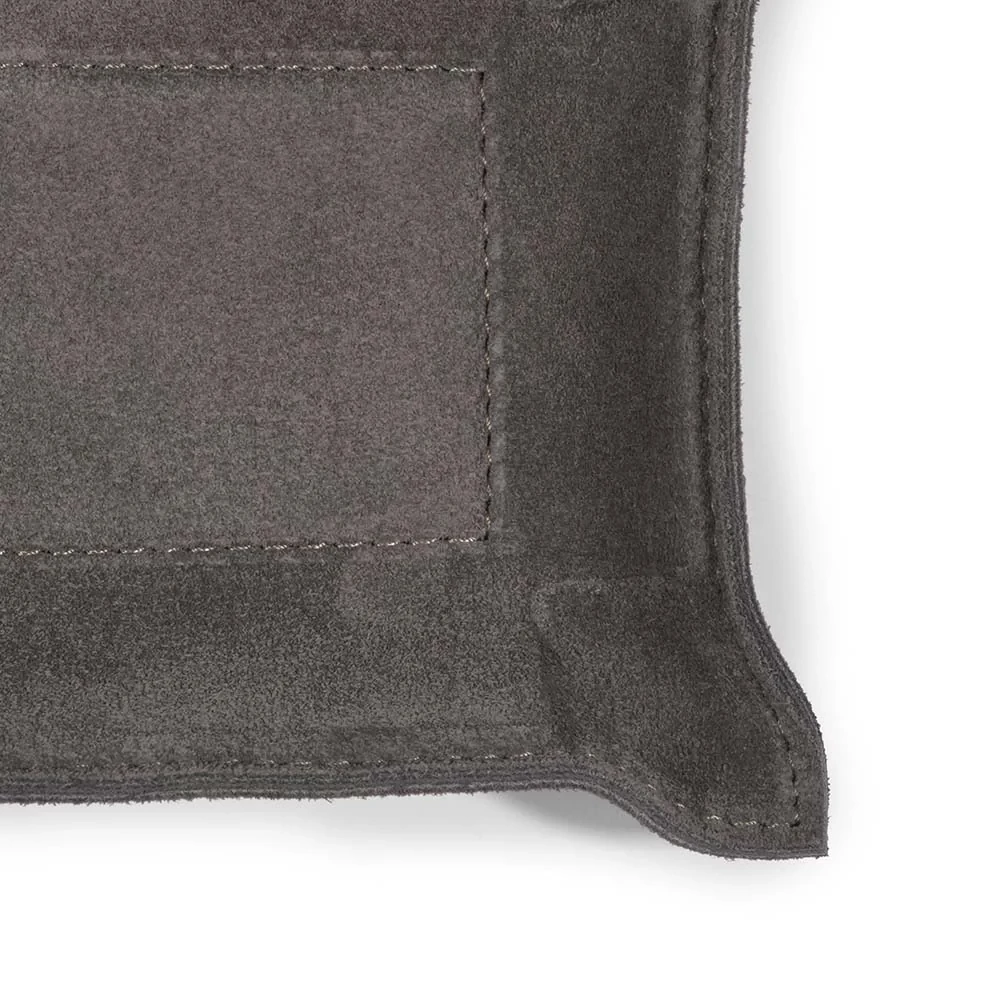 Valet tray rectangular, suede leather, 32 x 13 cm, lava