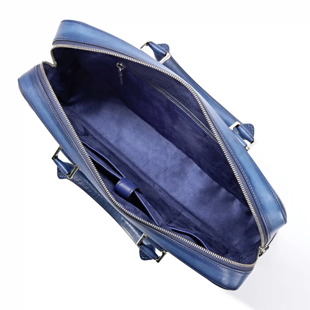 Briefcase Porto Cervo, leather, blue