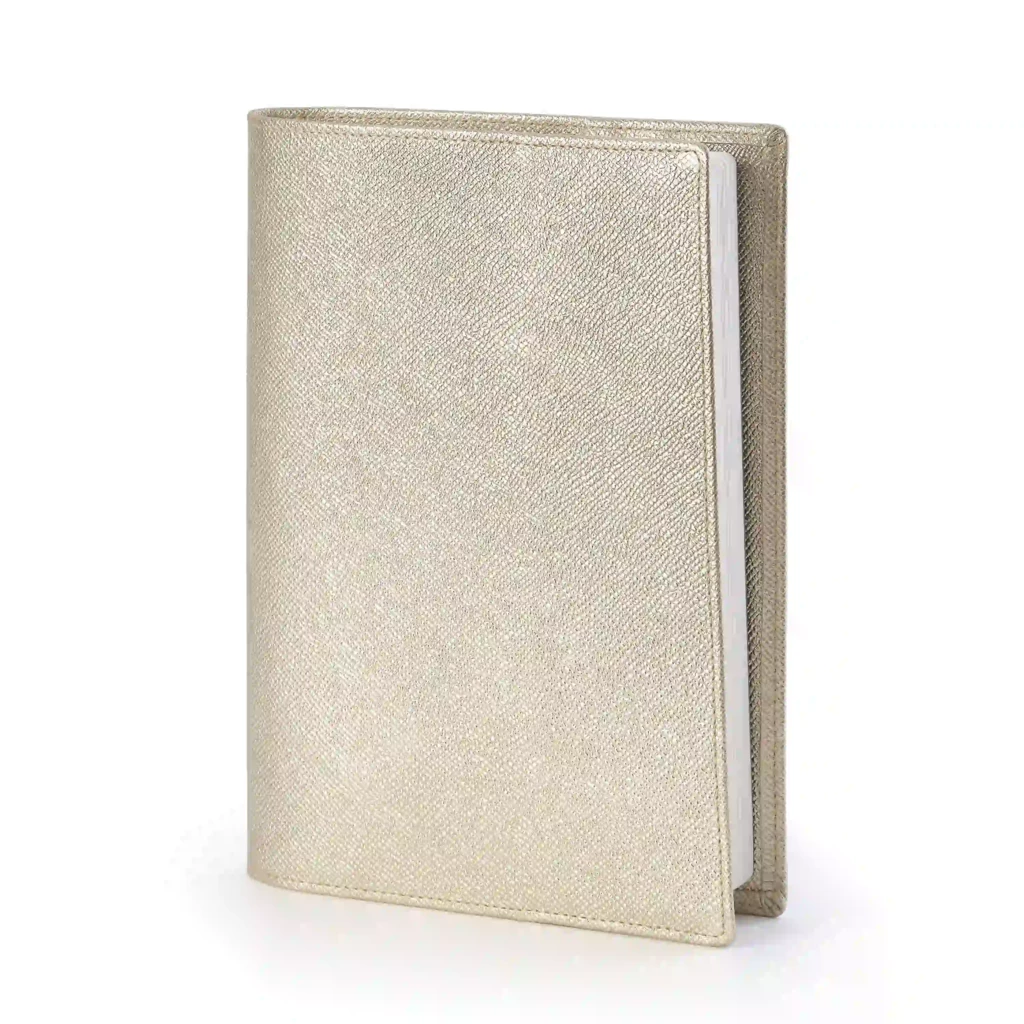 Book cover for DIN A5 books, leather, platinum