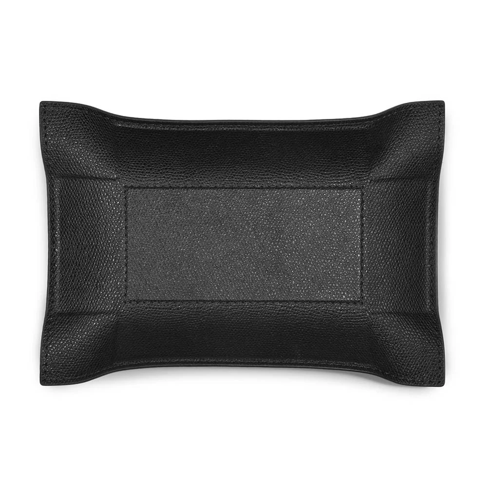 Valet tray rectangular, leather, 21 x 15 cm, black