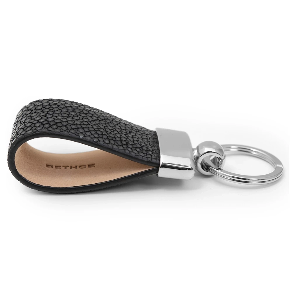 Key Ring, stingray leather, black