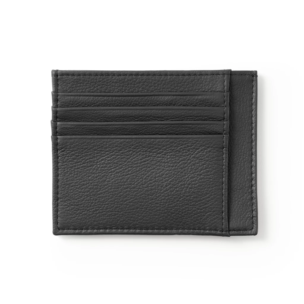 Card Holder, 8 Card Slots (8 CC), 1977 Collection, Black with Brown Lining