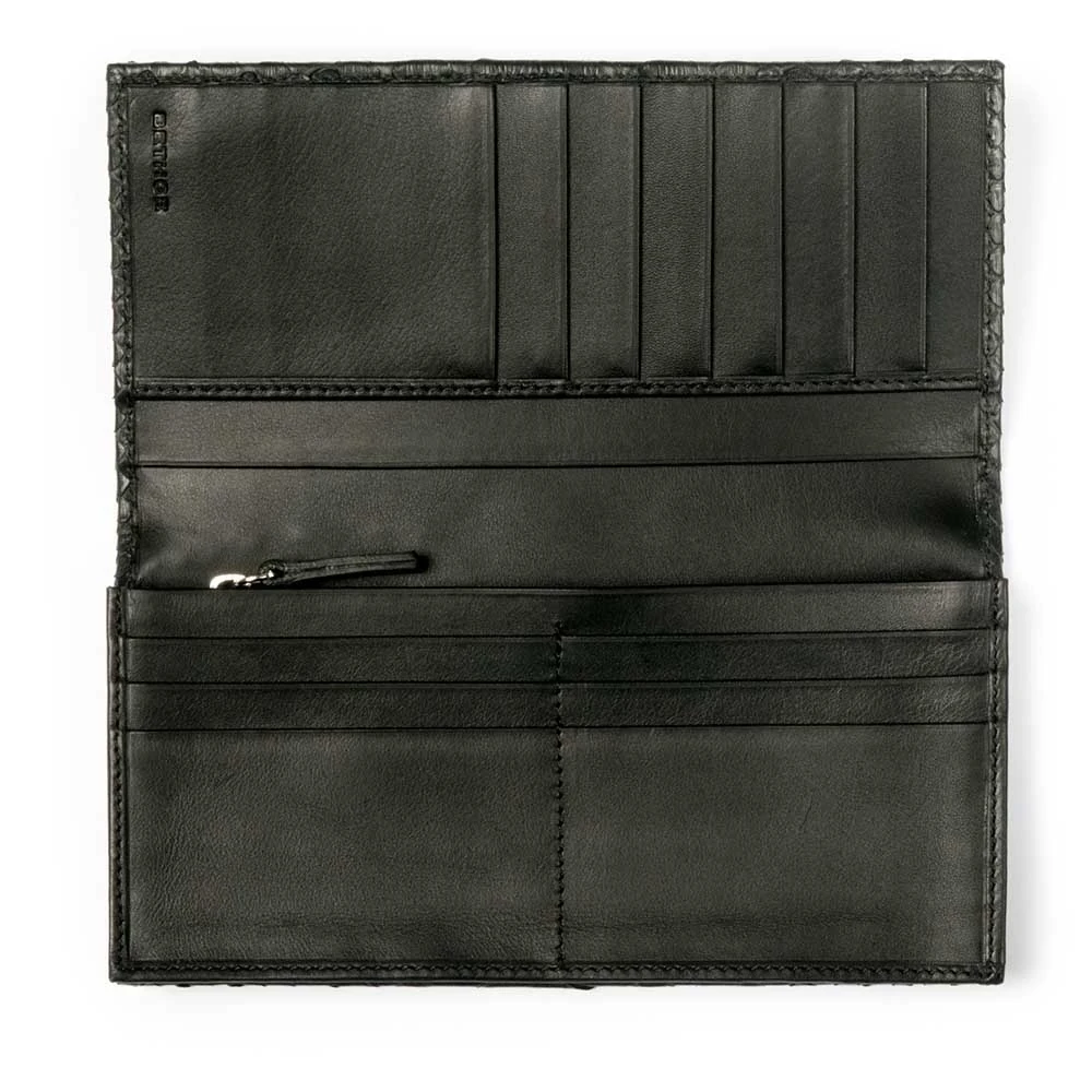 Wallet Double with Coin Pocket, python leather, black