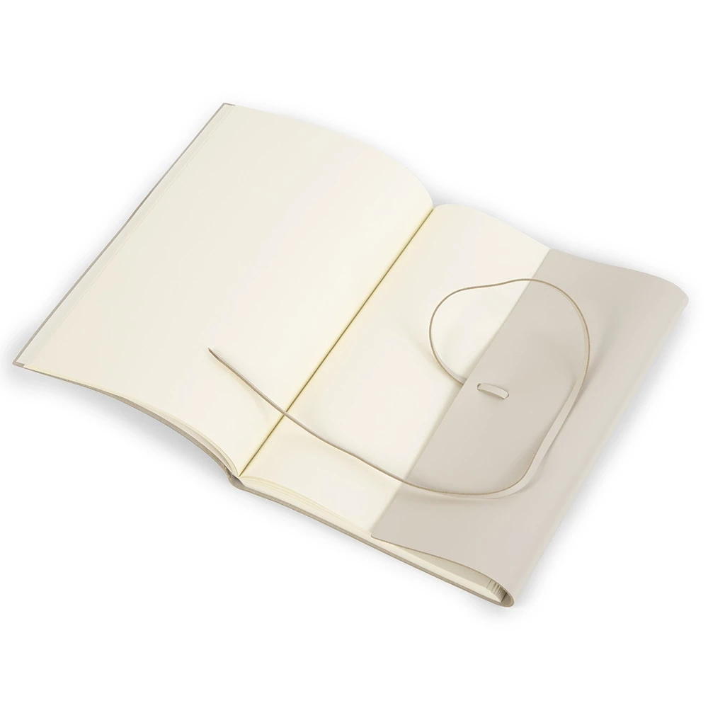 Notebook with Cover, 96 pages, leather, A4, cream