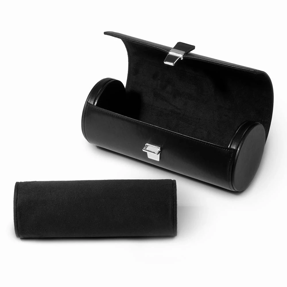 Watch Roll Case for 3 Watches, nappa leather, black