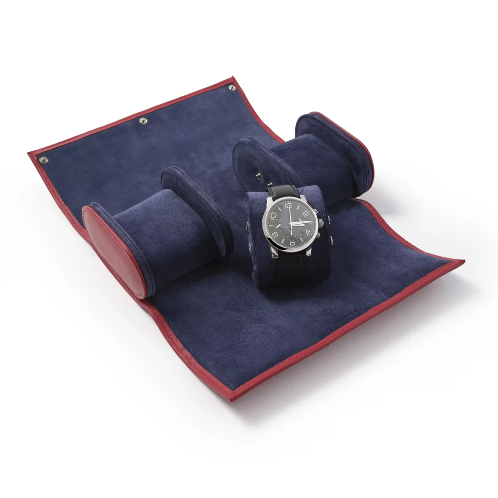 Watch Roll for 3 Watches, Collection 1977, leather, red