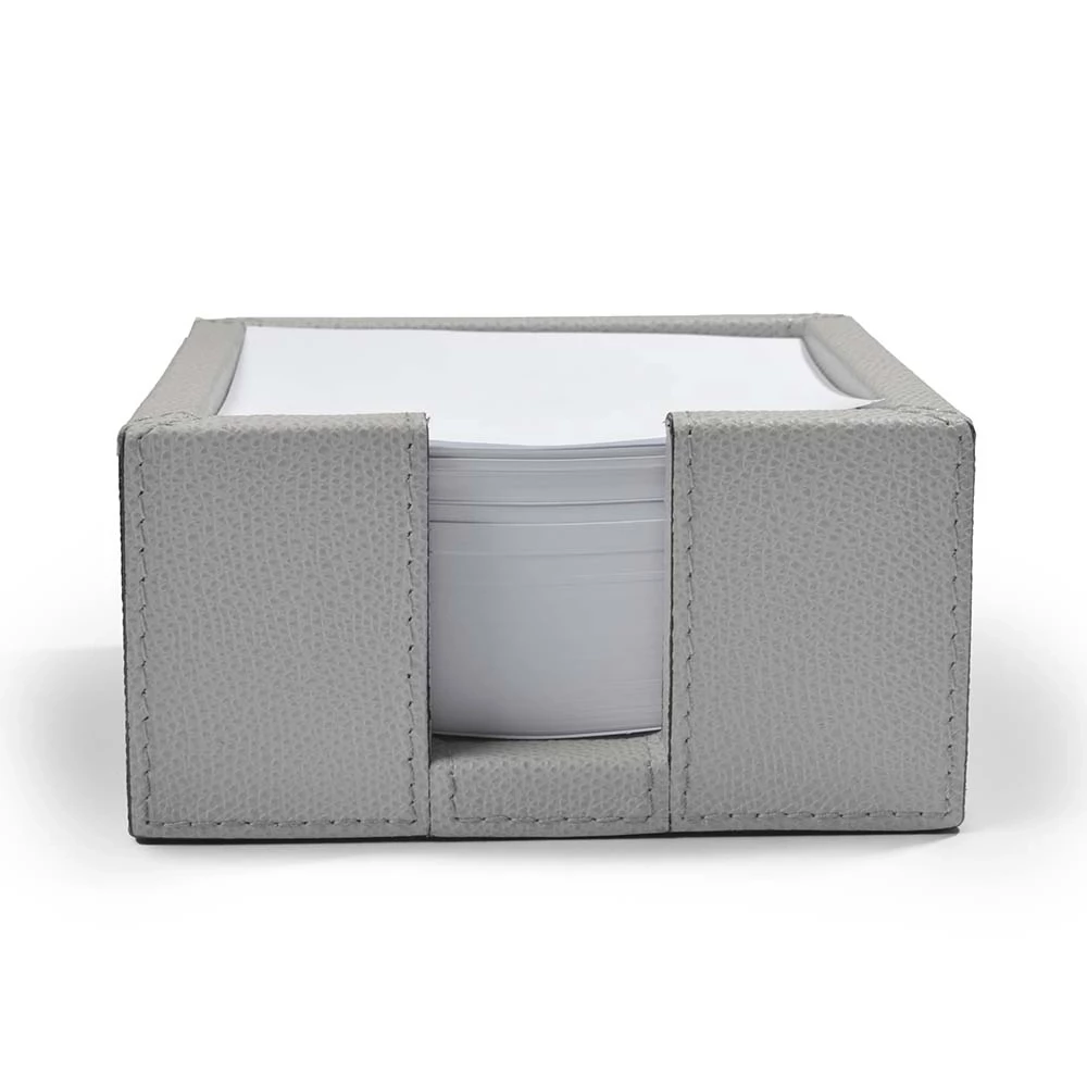 Note Box, leather, square, light grey