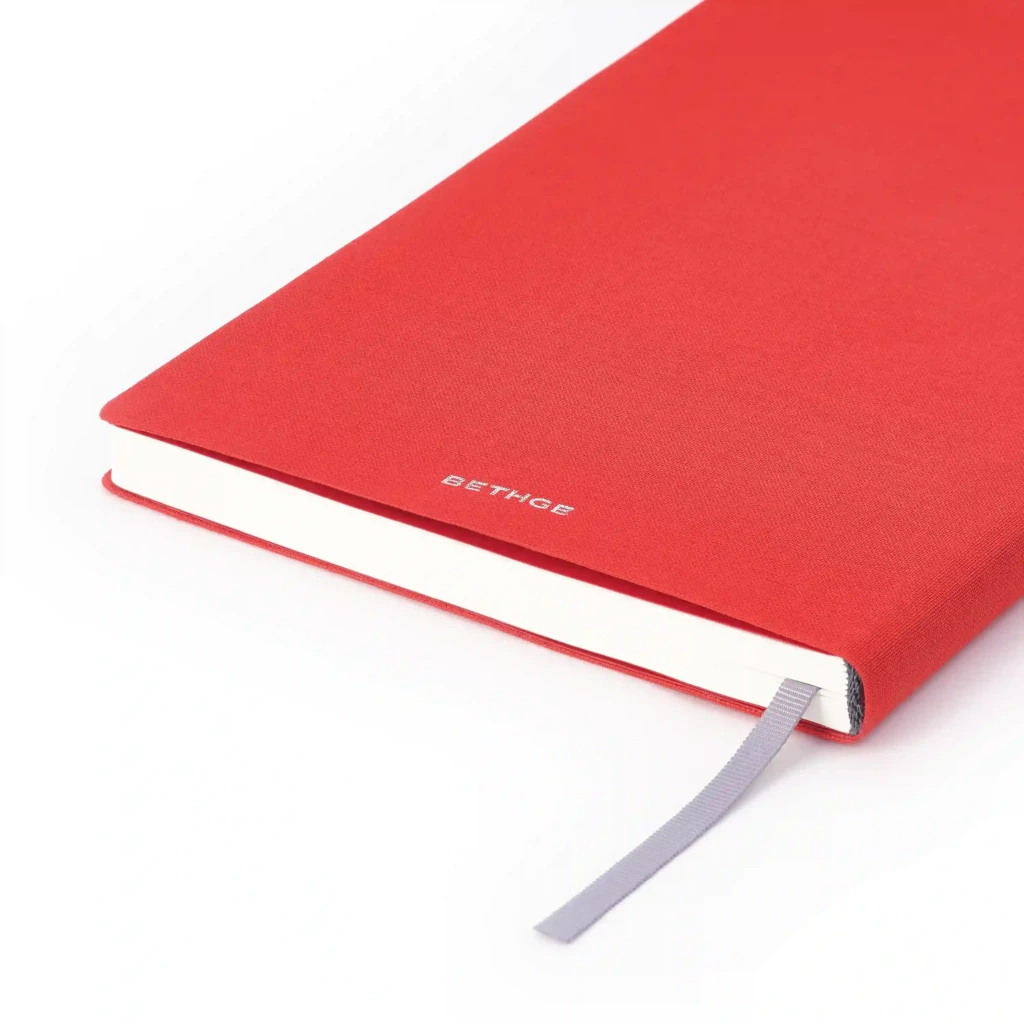Notebook A5, linen, Red, blank