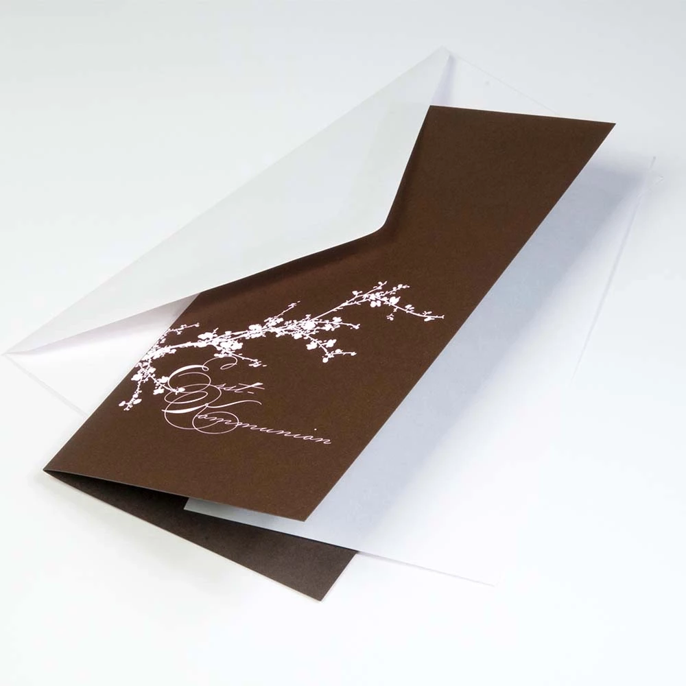 Greeting card cherry blossom First Communion white