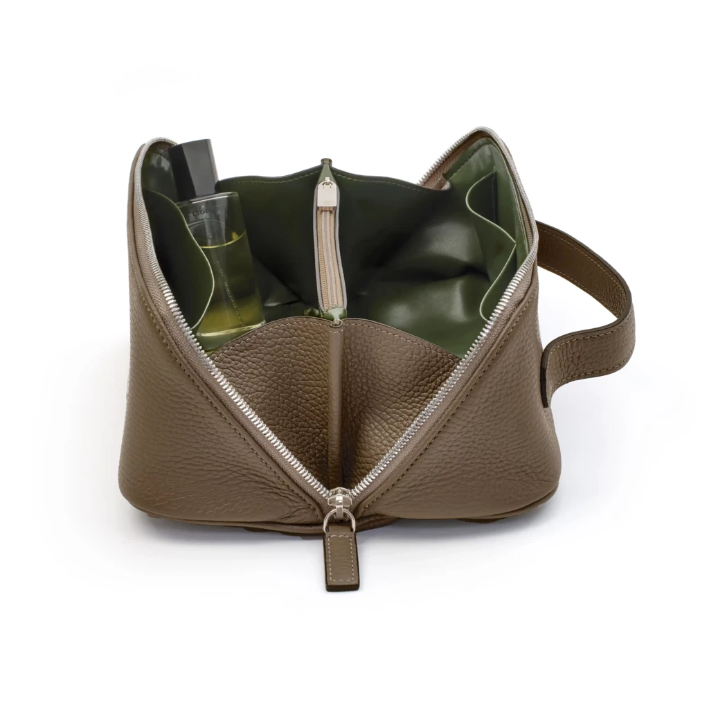 Leather cosmetic bag Adri, taupe