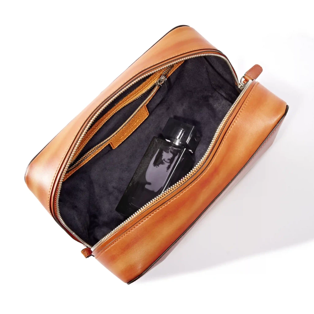 Toiletry Bag Porto Cervo, leather, orange