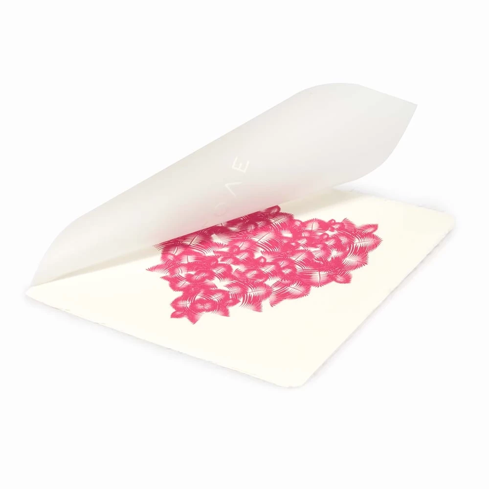 Pink Feather Heart Deckle-Edge Greeting Card