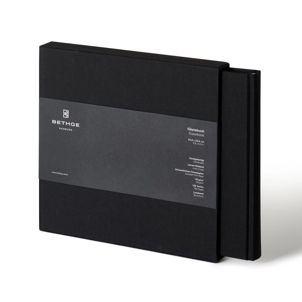 Guest Book 180 pages black linen 