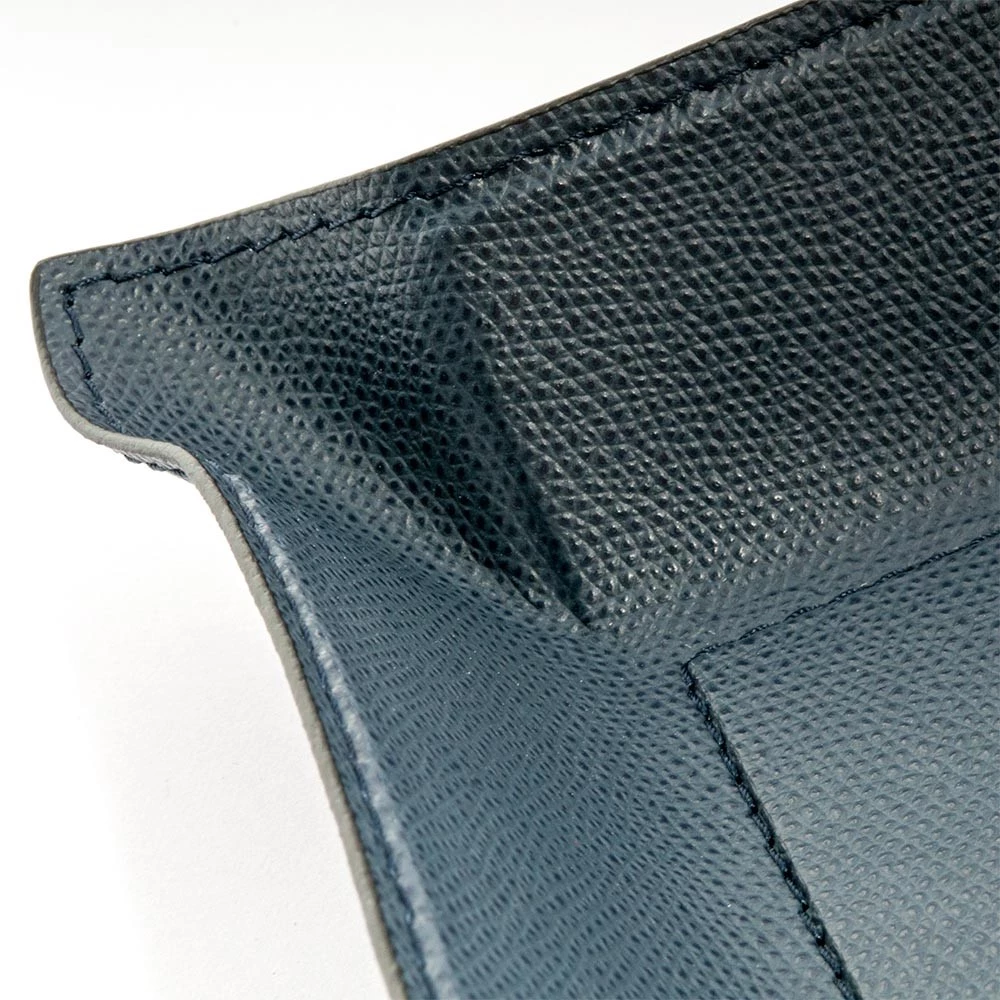 Valet tray square, leather, 20 x 20 cm, dark blue