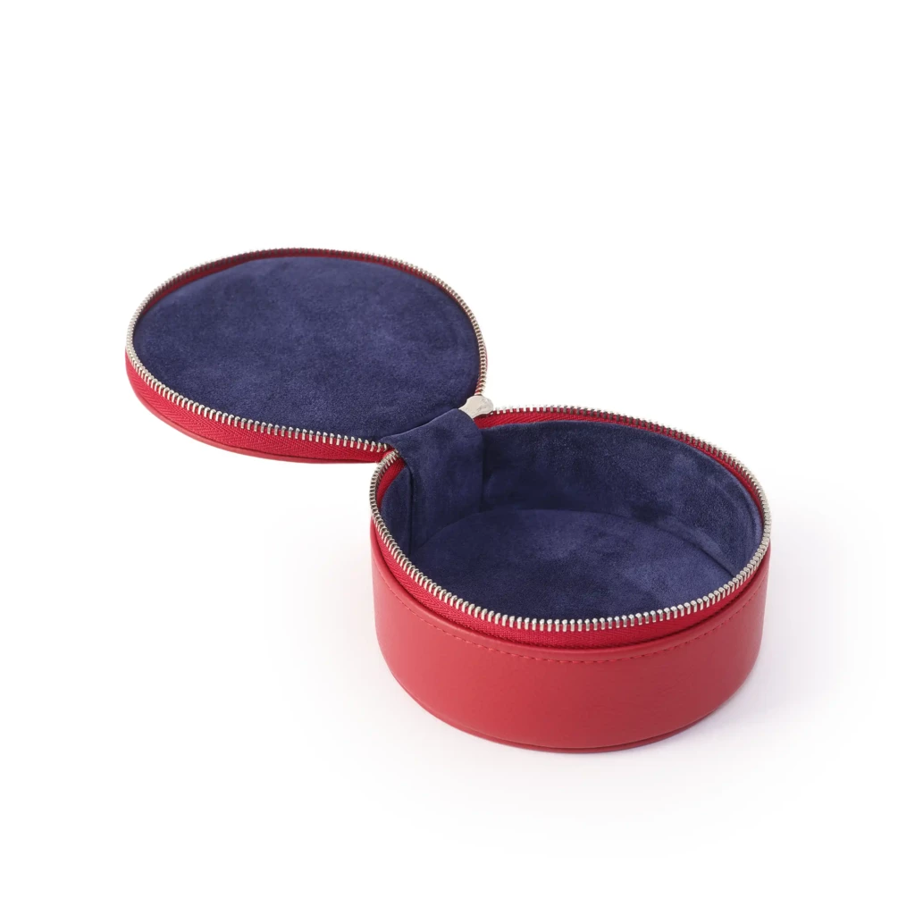 Jewellery case, Collection 1977, leather, red