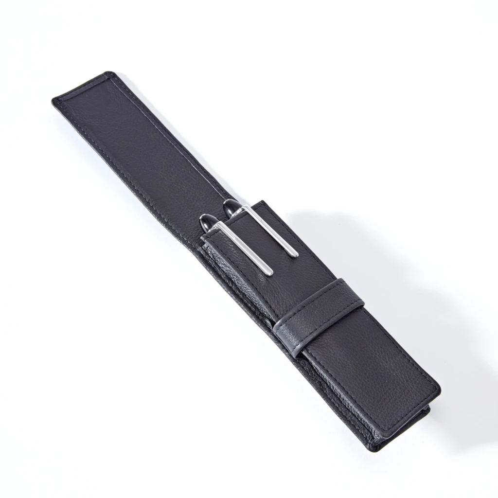 Pen Case for 2 Pens, Kollektion 1977, leather, black