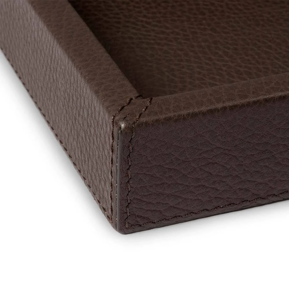 Leather tray, deer leather, 24 x 12 cm, mocha