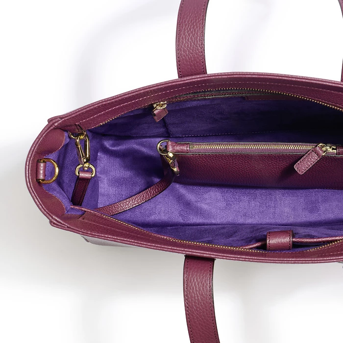 Business Shopper Tote Bag – Aubergine Leather
