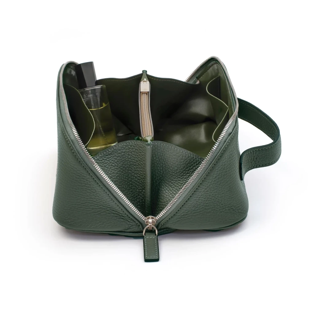 Leather cosmetic bag Adri, loden