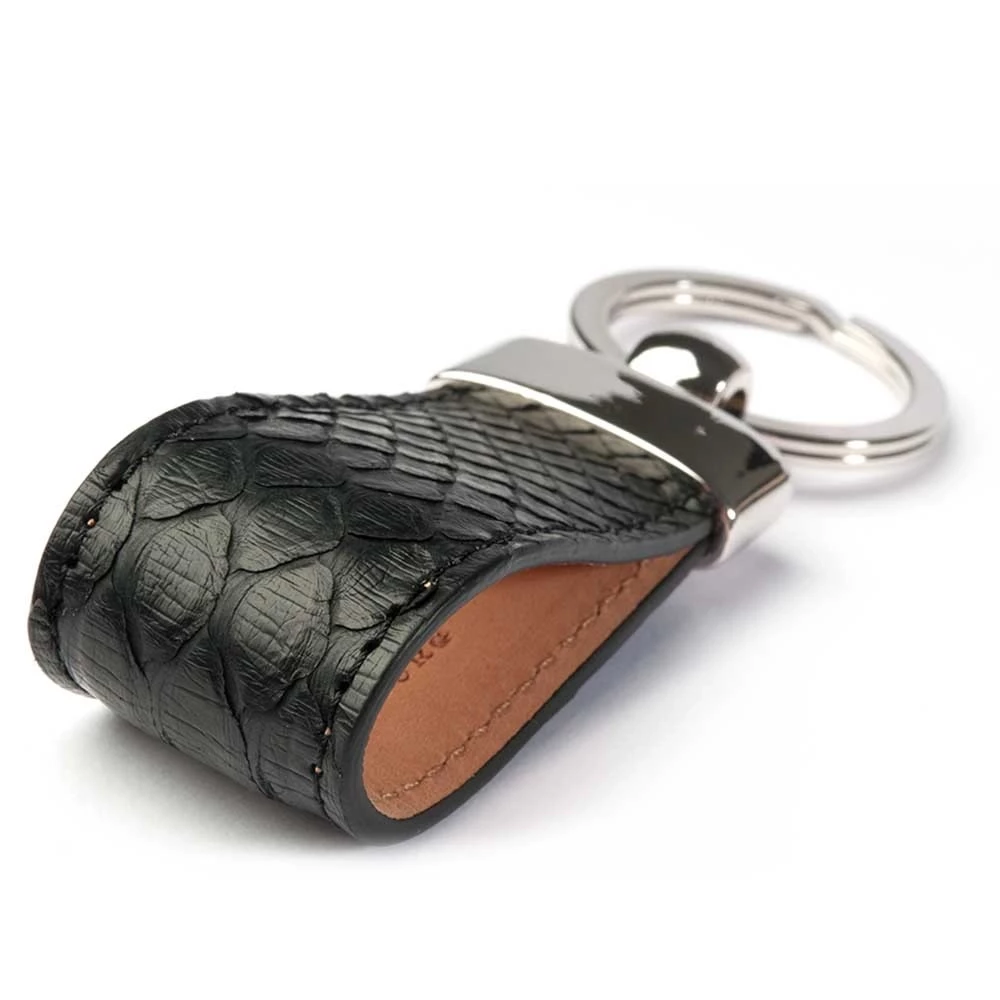 Key Ring, python leather, black