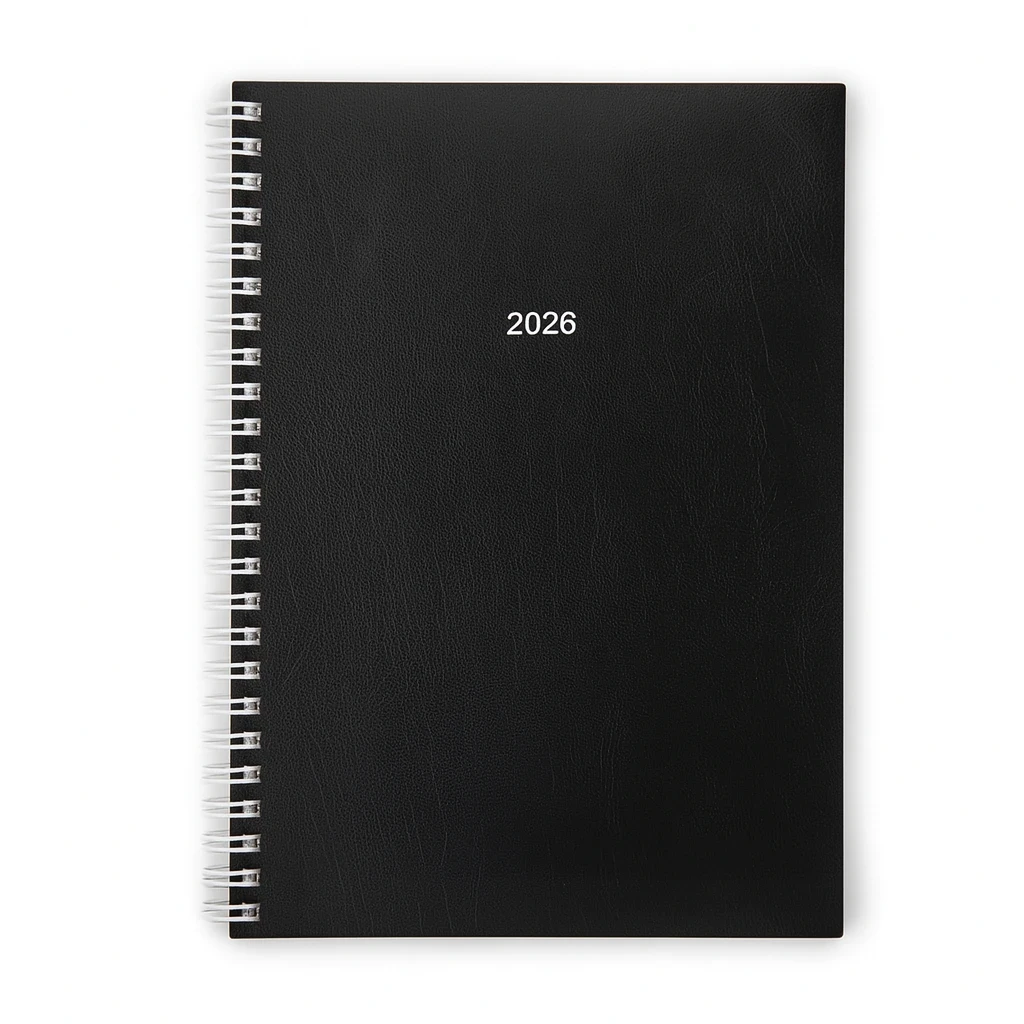 Konsul weekly calendar 2026, Wire-O binding, onyx black