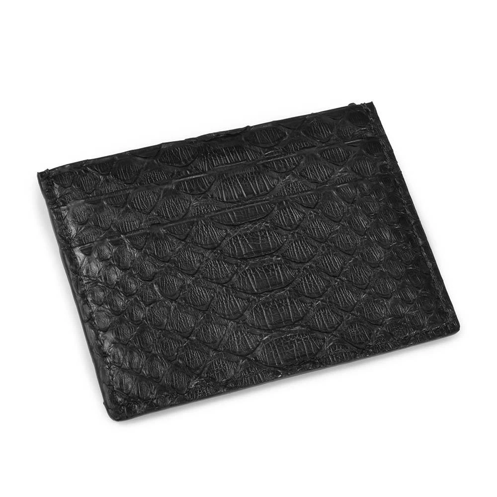 Card Wallet, 4 cc, python leather, flat., black