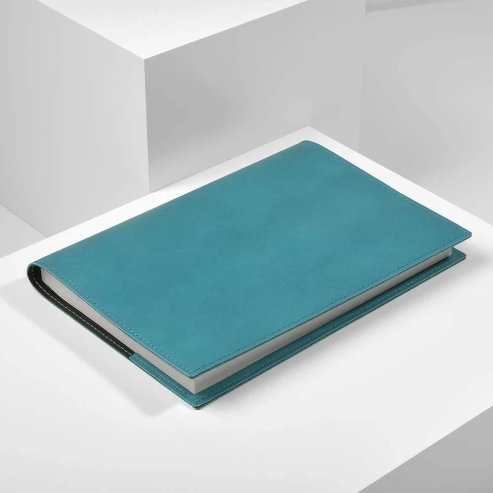 Book cover for DIN A5 books, leather Dolce, turquoise