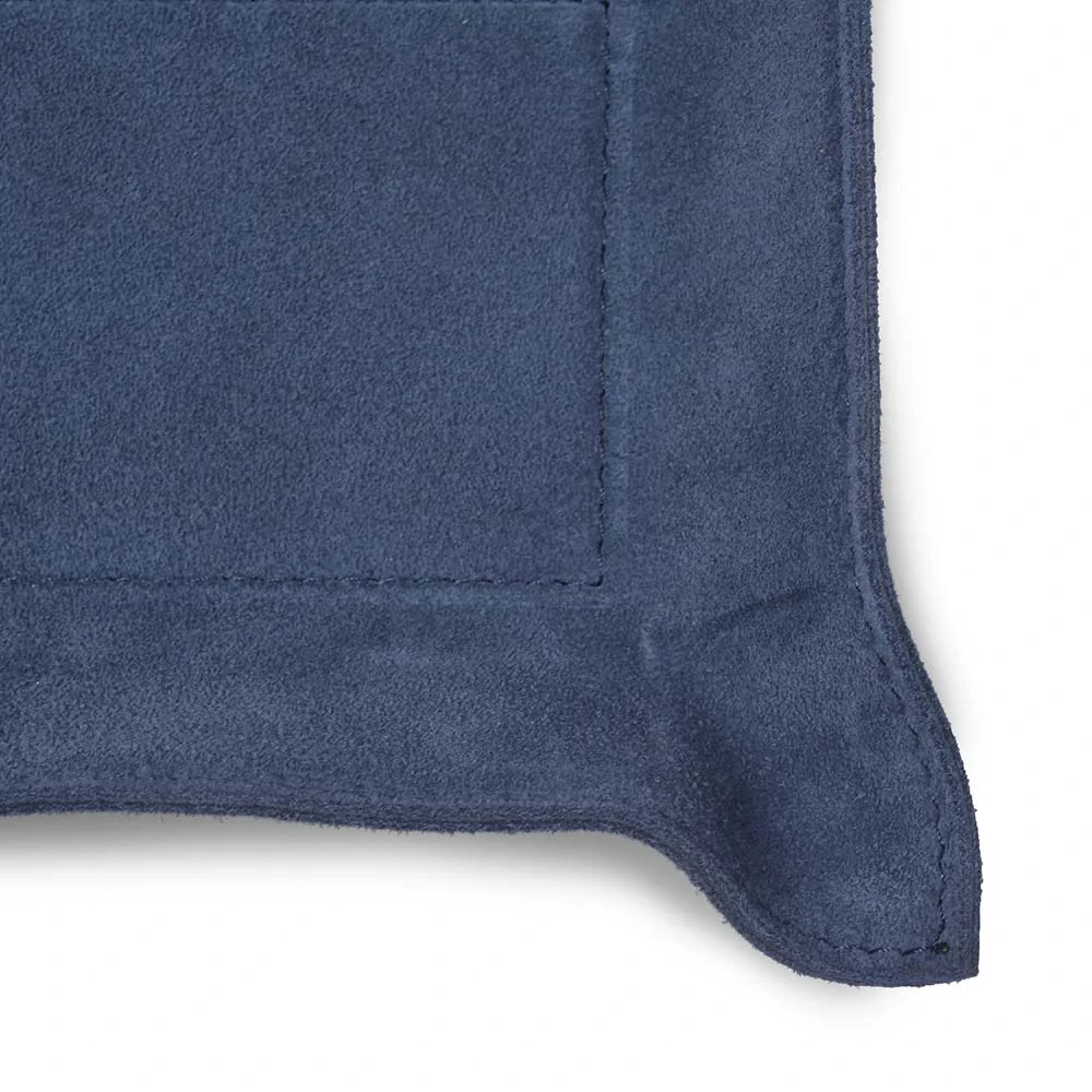 Valet tray rectangular, suede leather, 21 x 15 cm, royal blue