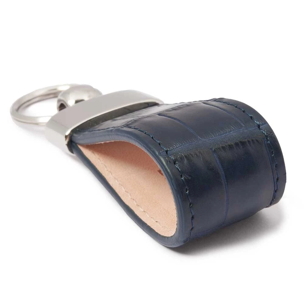 Key Ring, alligator leather, dark blue