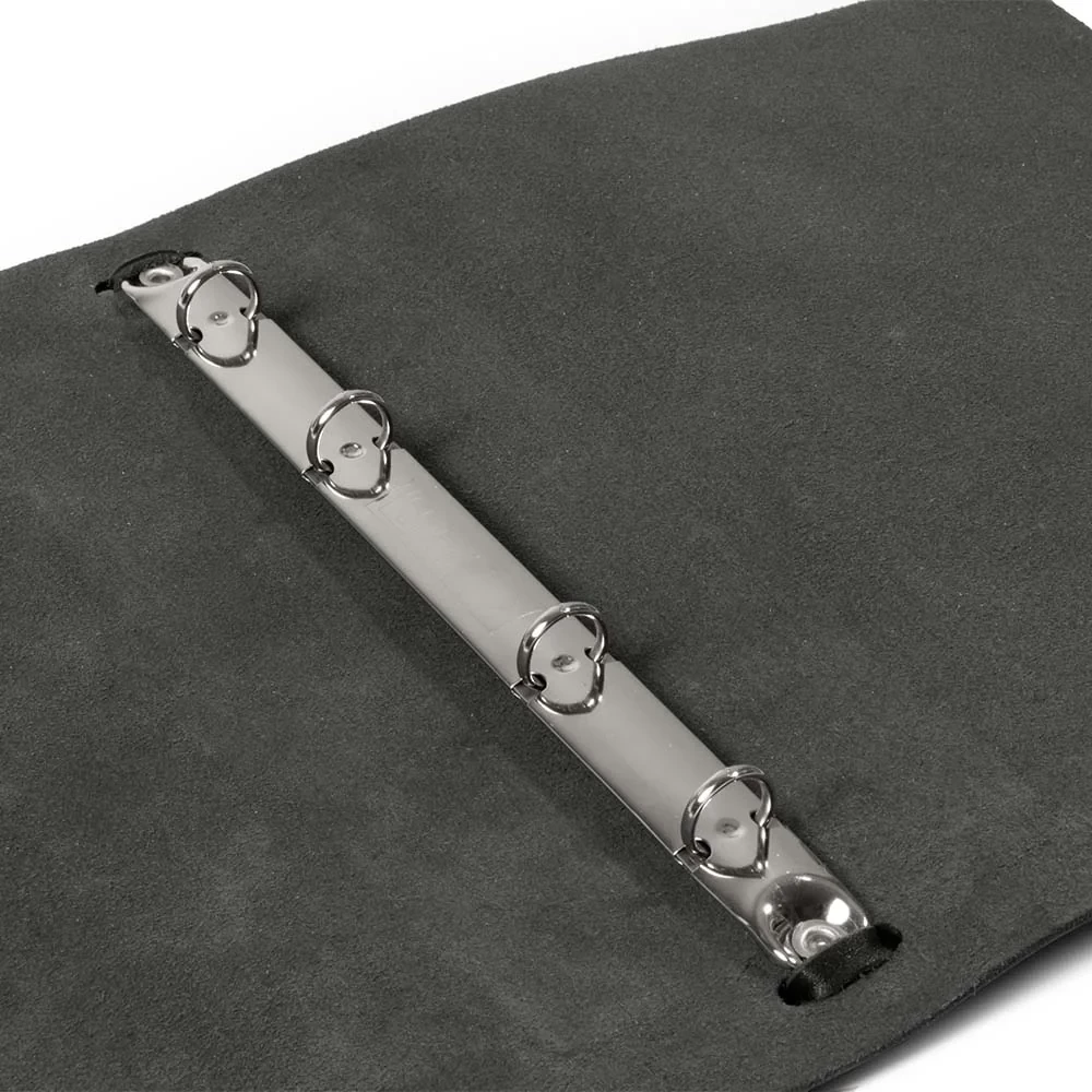 Ring Binder, A5, 4-ring mechanism, leather, black